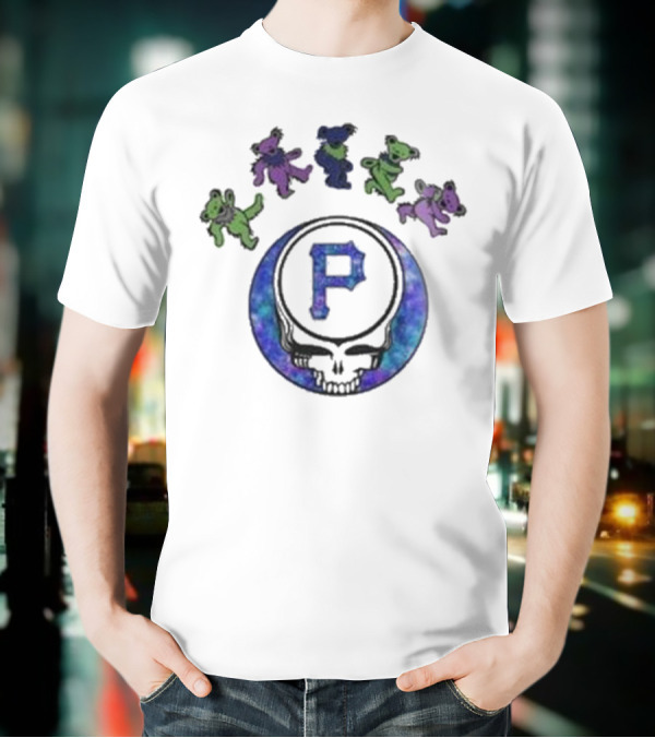 Pittsburgh Pirates 2025 Grateful Dead Skull And Dancing Bears Night Baseball T-Shirt