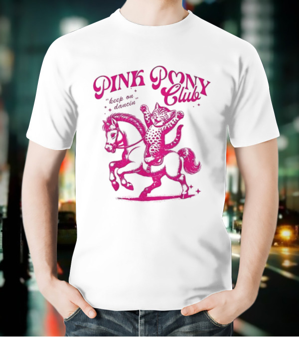 Pink Pony Club Cat Lover Disco Retro Birthday T-Shirt