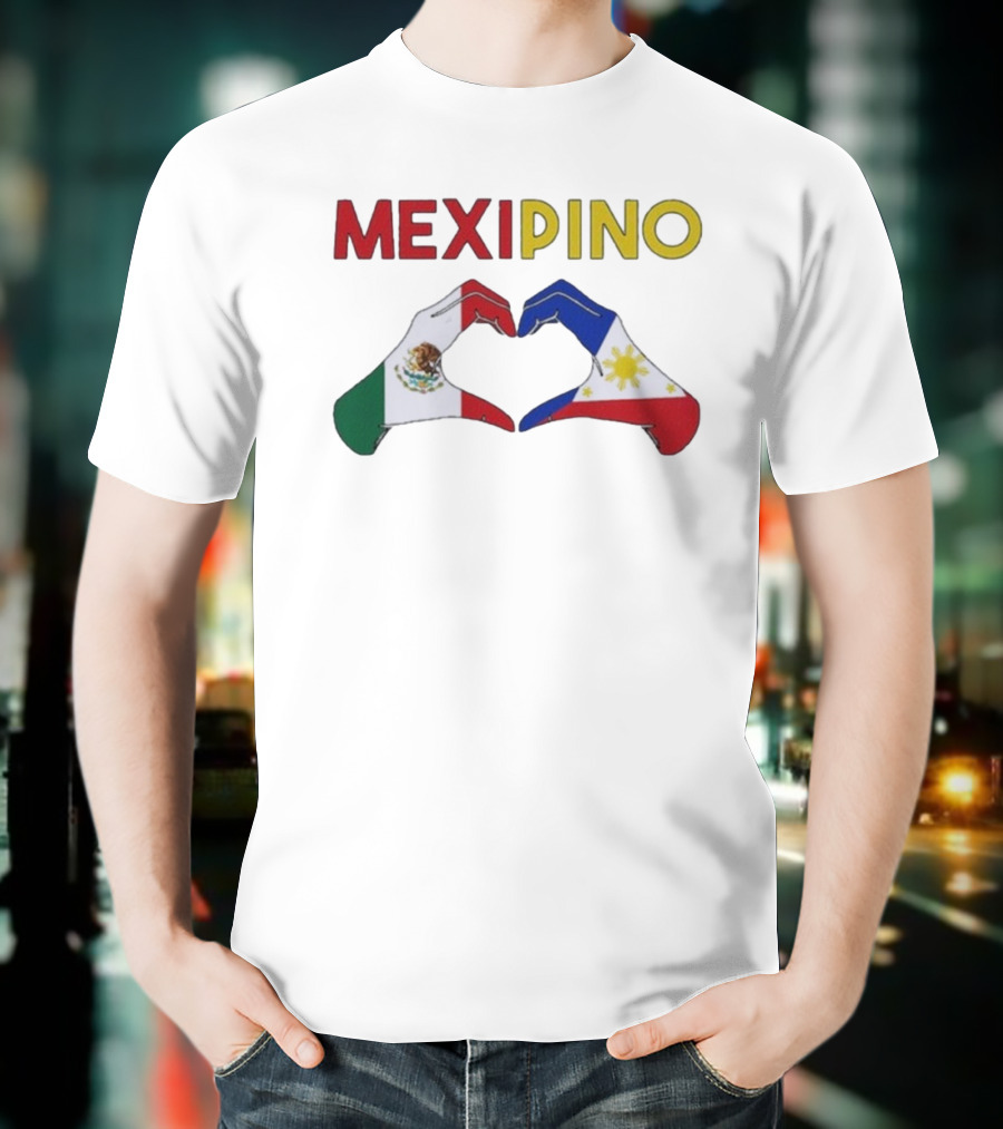 Mexipino Philippines Mexico Hands Heart Flag T-Shirt