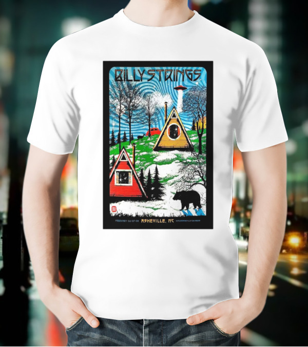 Billy Strings Feb 6-8 2025 ExploreAsheville.com Arena NC Cabin UFO Bear Forest T-Shirt