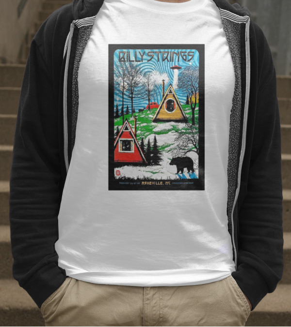 Billy Strings Feb 6-8 2025 ExploreAsheville.com Arena NC Cabin UFO Bear Forest T-Shirt