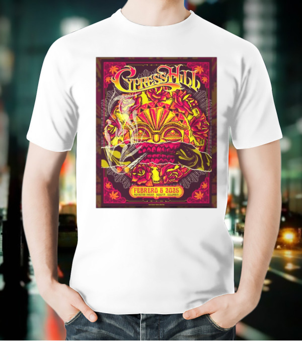Cypress Hill Febrero 6 2025 Movistar Arena Bogotá Colombia Sun Mask Smoking Roses T-Shirt