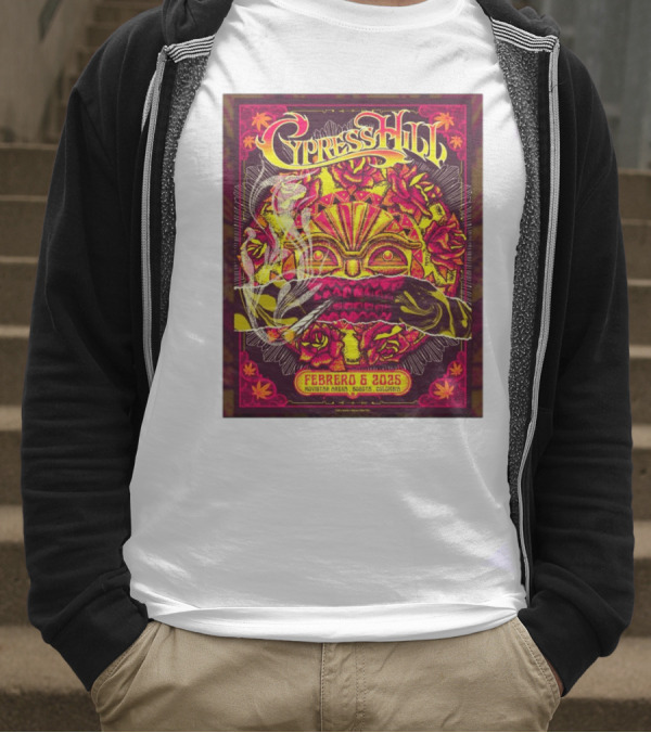 Cypress Hill Febrero 6 2025 Movistar Arena Bogotá Colombia Sun Mask Smoking Roses T-Shirt