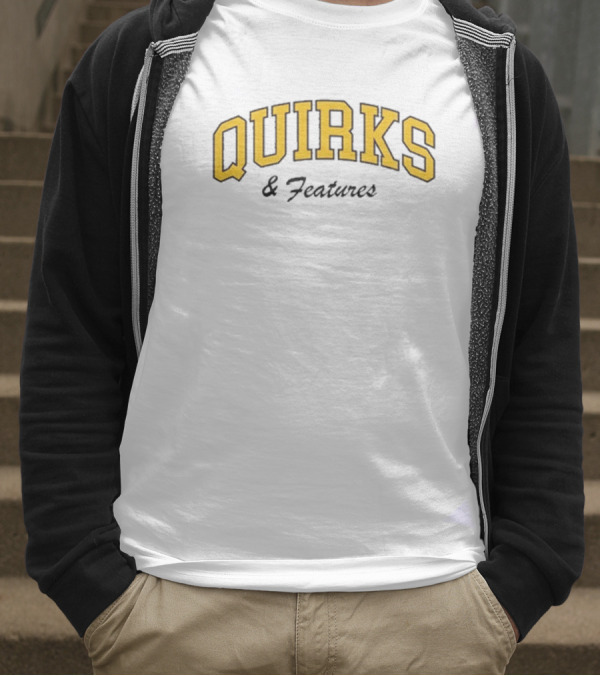 Quirks Bold Yellow Arch Text T-Shirt