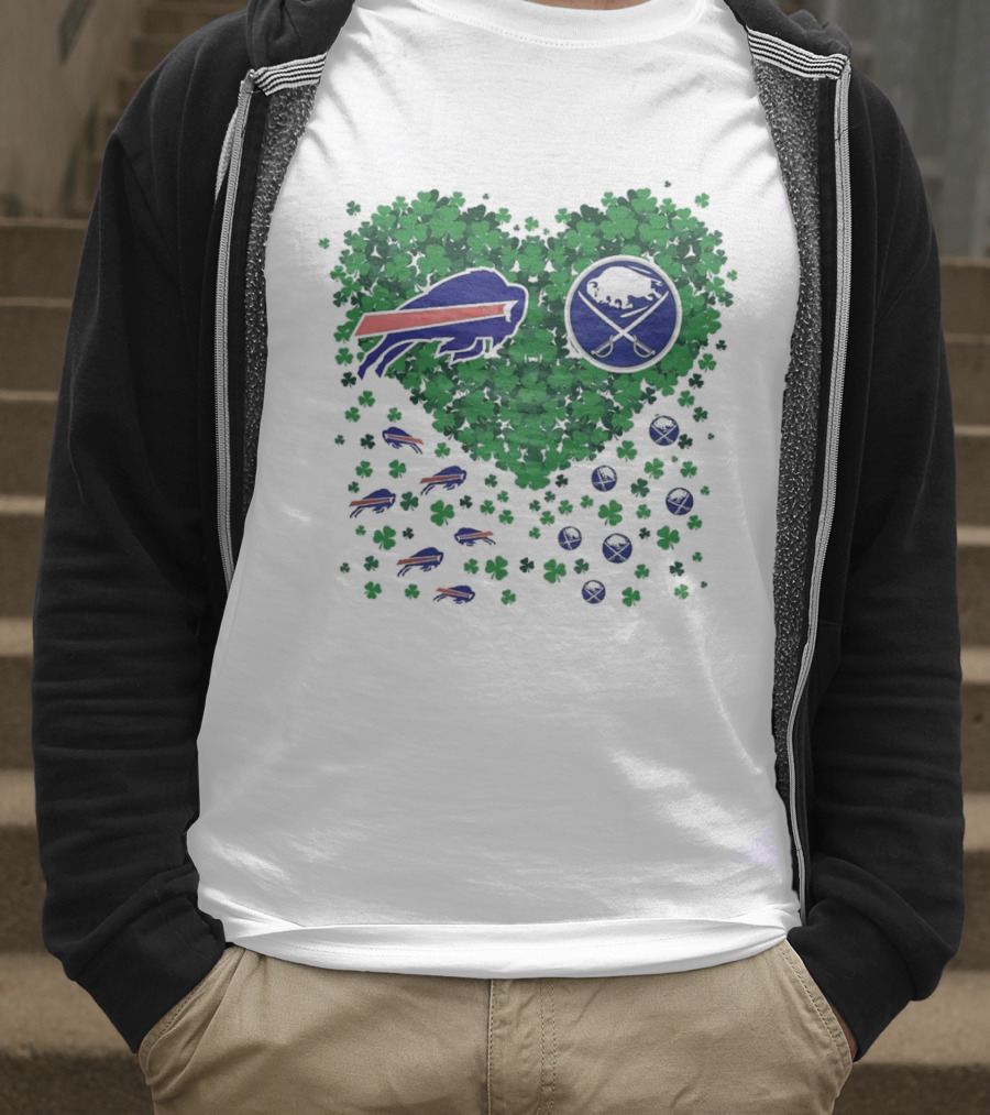 Buffalo Bills Heart Shamrock With Buffalo Hockey Symbol T-Shirt