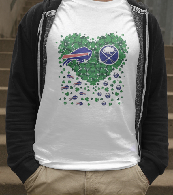 Buffalo Bills Heart Shamrock With Buffalo Hockey Symbol T-Shirt