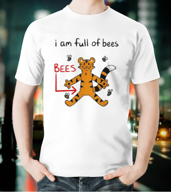 Prism Paws Tiger Bees Humor Graphic T-Shirt