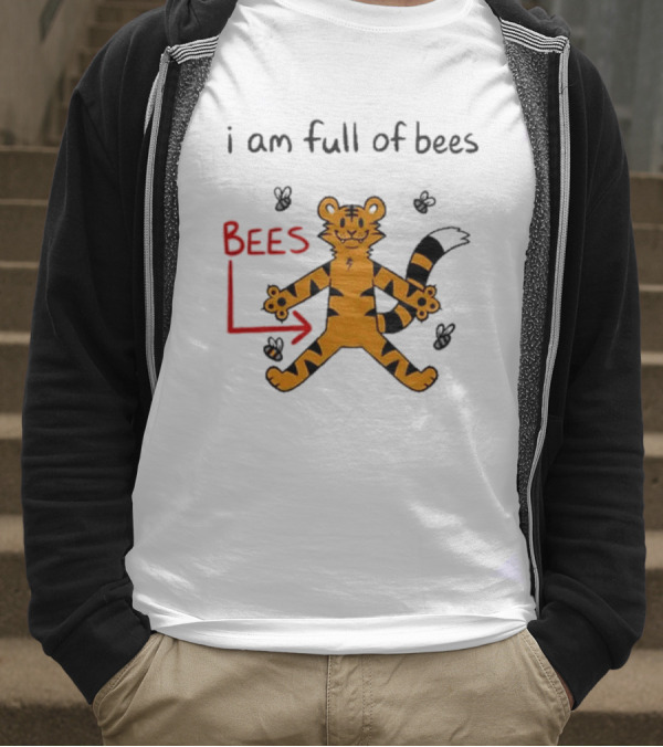 Prism Paws Tiger Bees Humor Graphic T-Shirt