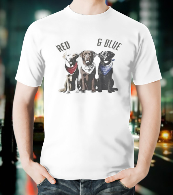 Red White And Blue Dogs Bandana Trio T-Shirt