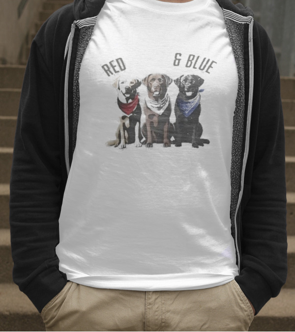 Red White And Blue Dogs Bandana Trio T-Shirt