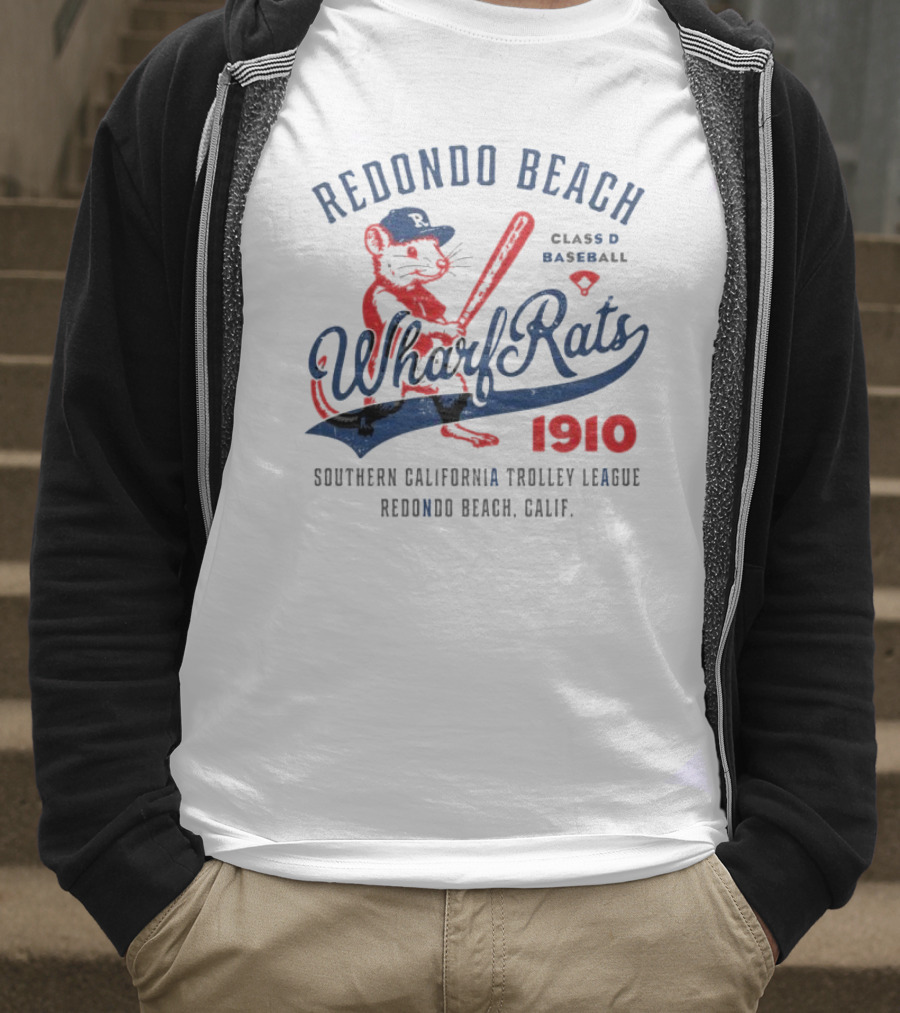 Redondo Beach Wharf Rats 1910 Baseball Mascot Southern California T-Shirt