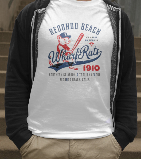 Redondo Beach Wharf Rats 1910 Baseball Mascot Southern California T-Shirt