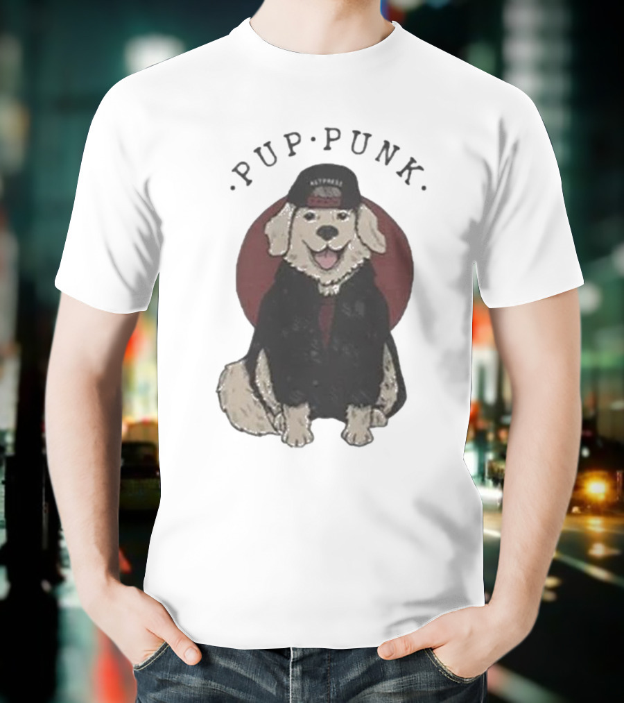 Pup Punk Funny Dog Hat Trick Adorable Canine Style T-Shirt