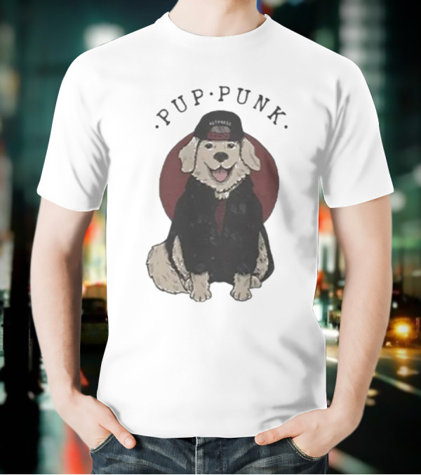 Pup Punk Funny Dog Hat Trick Adorable Canine Style T-Shirt