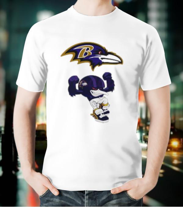 Baltimore Ravens Rush Zone NFL Cartoon Character Ravens Logo 2025 T-Shirt