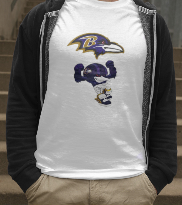 Baltimore Ravens Rush Zone NFL Cartoon Character Ravens Logo 2025 T-Shirt