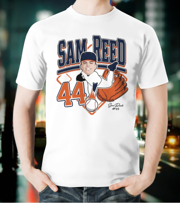 Sam Reed 44 Baseball Glove And Bat Graphic 2025 T-Shirt