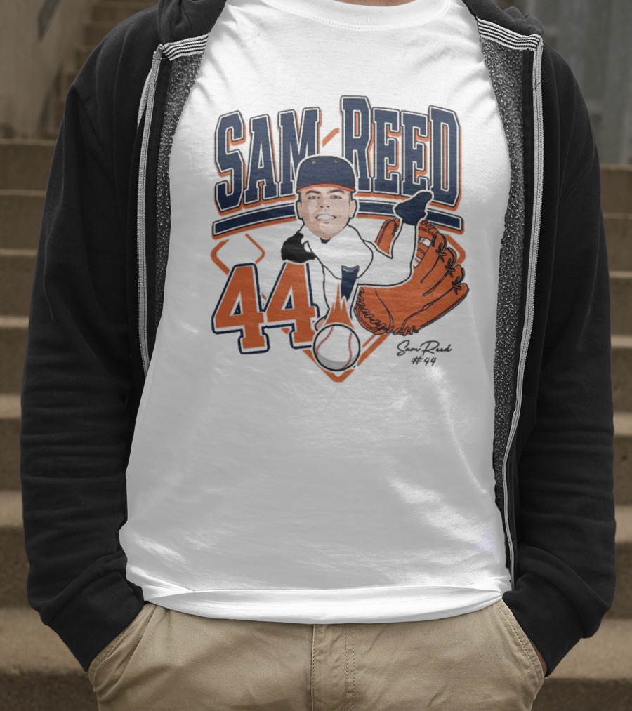Sam Reed 44 Baseball Glove And Bat Graphic 2025 T-Shirt