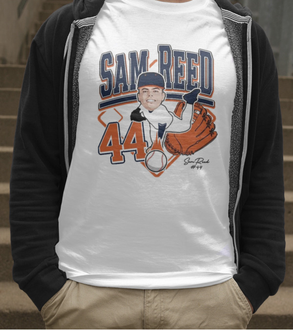 Sam Reed 44 Baseball Glove And Bat Graphic 2025 T-Shirt