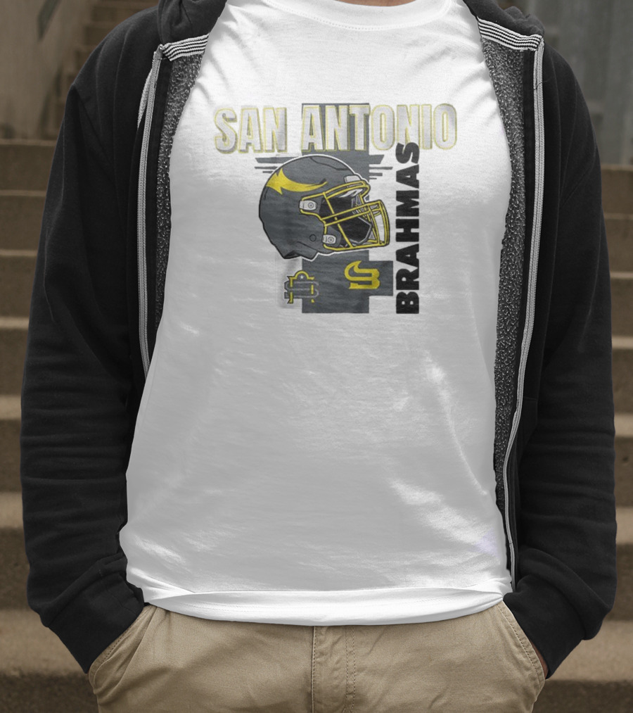 San Antonio Brahmas Football Helmet Pillow Block And SB Logo T-Shirt