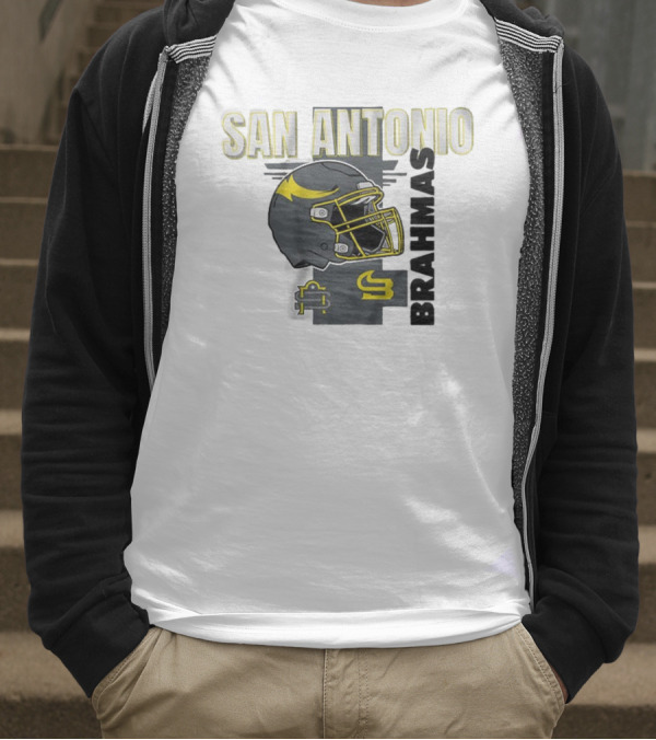 San Antonio Brahmas Football Helmet Pillow Block And SB Logo T-Shirt