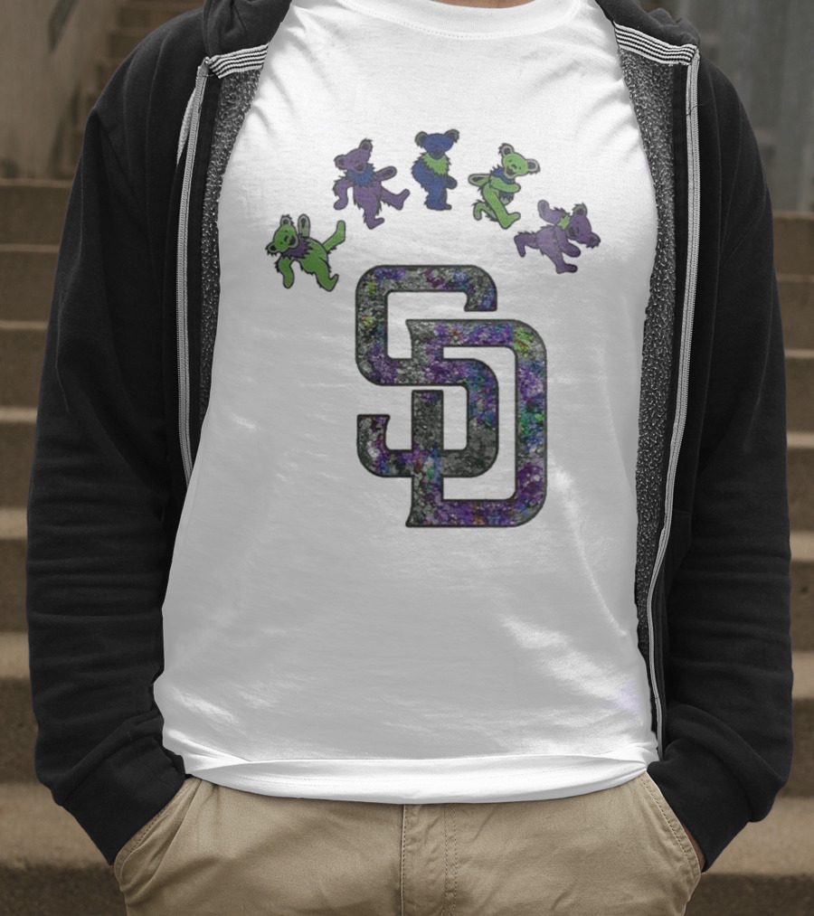 San Diego Padres Grateful Dead Night 2025 Dancing Bears Baseball Event T-Shirt