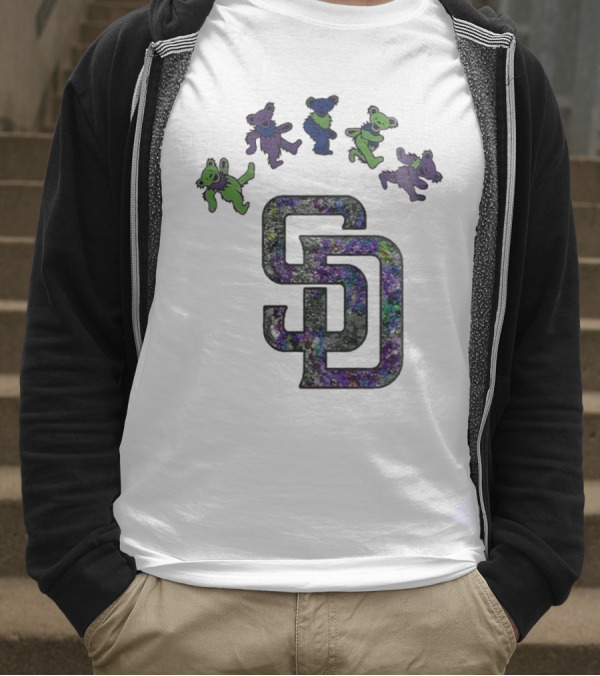San Diego Padres Grateful Dead Night 2025 Dancing Bears Baseball Event T-Shirt