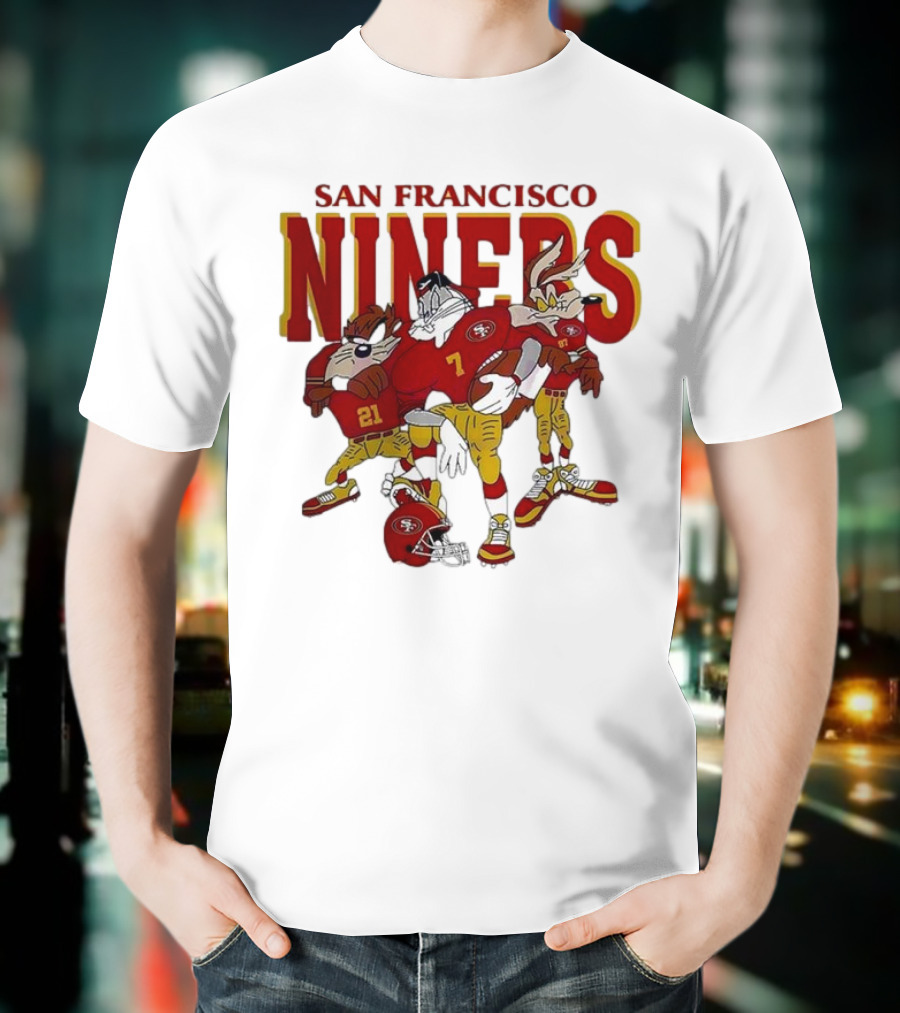 San Francisco 49ers Looney Tunes Cartoon Characters In Team Uniforms T-Shirt