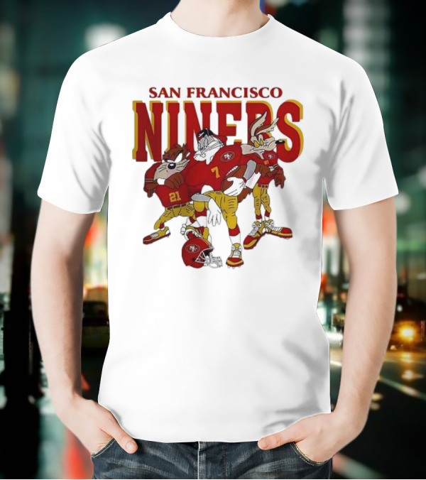 San Francisco 49ers Looney Tunes Cartoon Characters In Team Uniforms T-Shirt