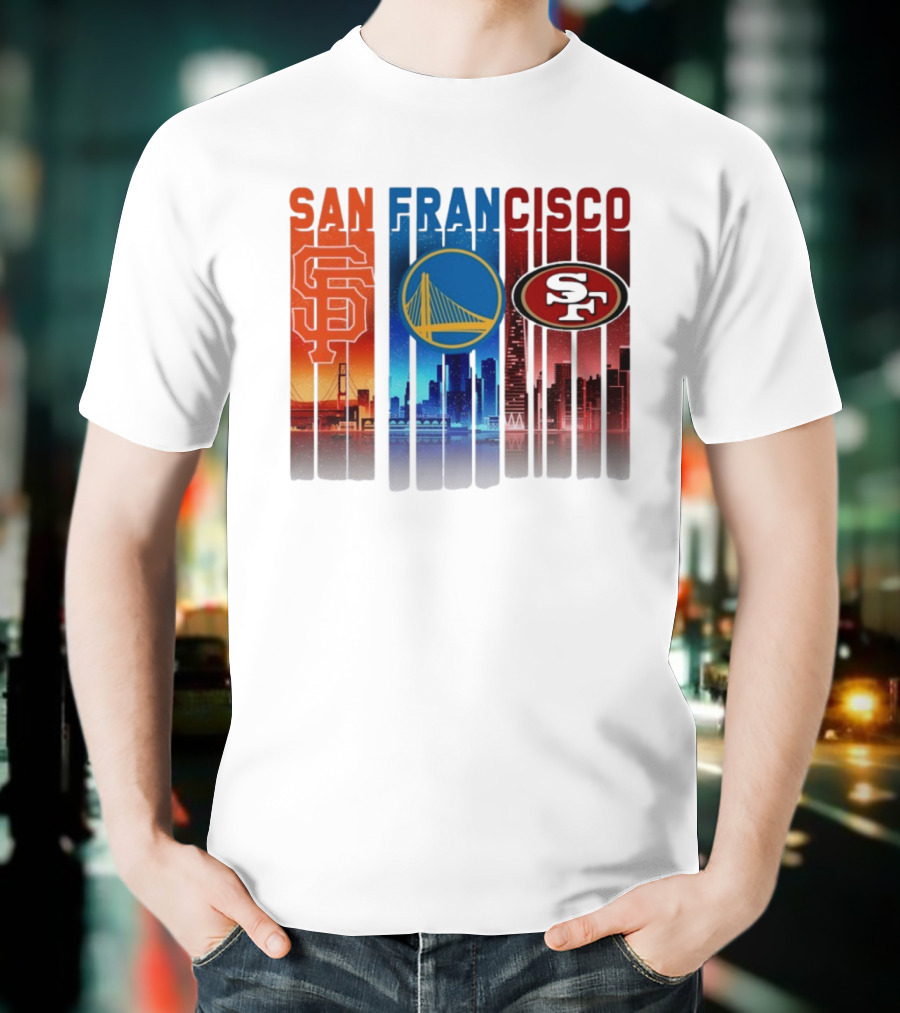 San Francisco Giants Warriors 49ers Cityscape Skyline T-Shirt