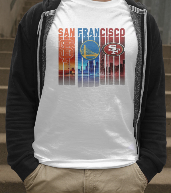 San Francisco Giants Warriors 49ers Cityscape Skyline T-Shirt