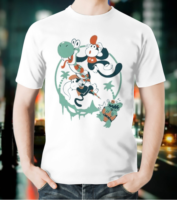 Tropical Adventure With Diddy And Dixie Riding Rattle Snake T-Shirt