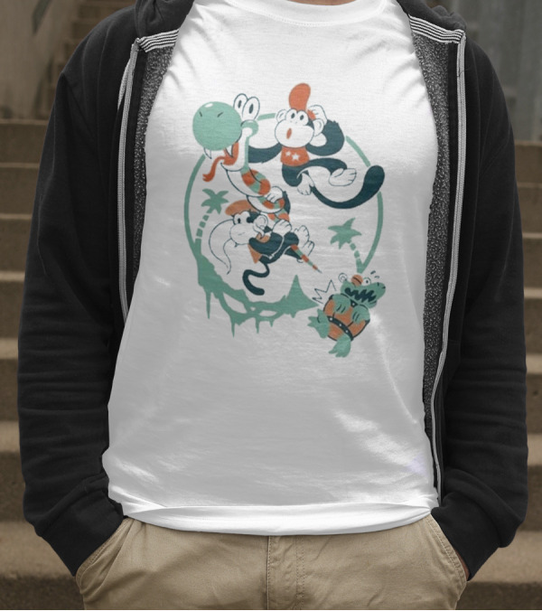 Tropical Adventure With Diddy And Dixie Riding Rattle Snake T-Shirt