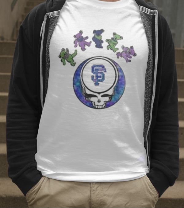 San Francisco Giants 2025 Grateful Dead Night Skull Bears T-Shirt