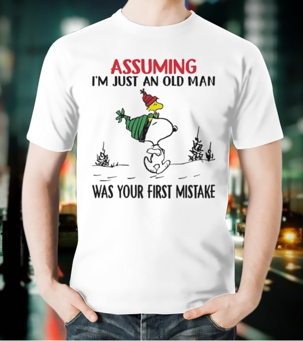 Assuming I'm Just An Old Man Snoopy And Woodstock Christmas Theme T-Shirt