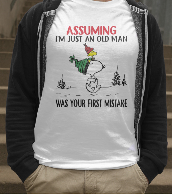 Assuming I'm Just An Old Man Snoopy And Woodstock Christmas Theme T-Shirt