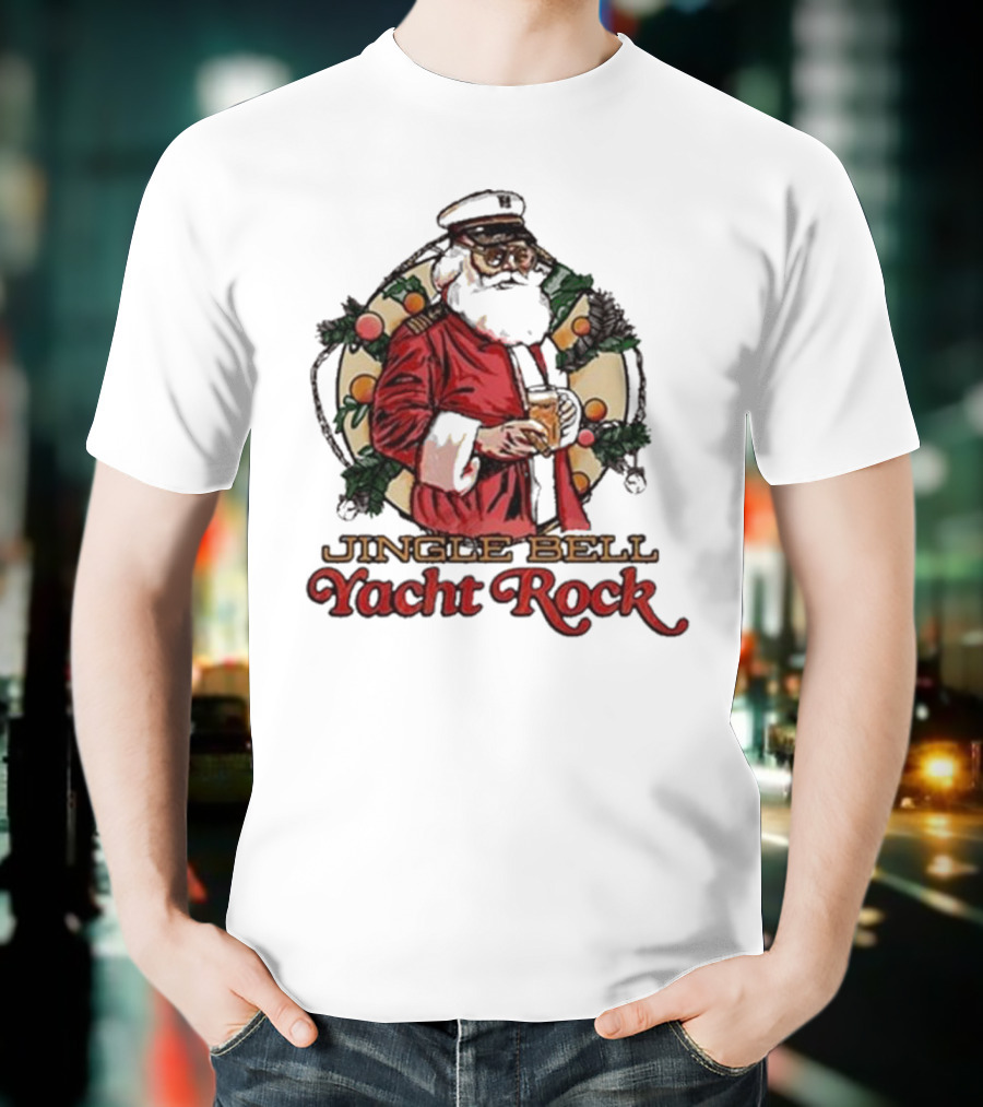 Jingle Bell Yacht Rock Christmas Captain Santa T-Shirt