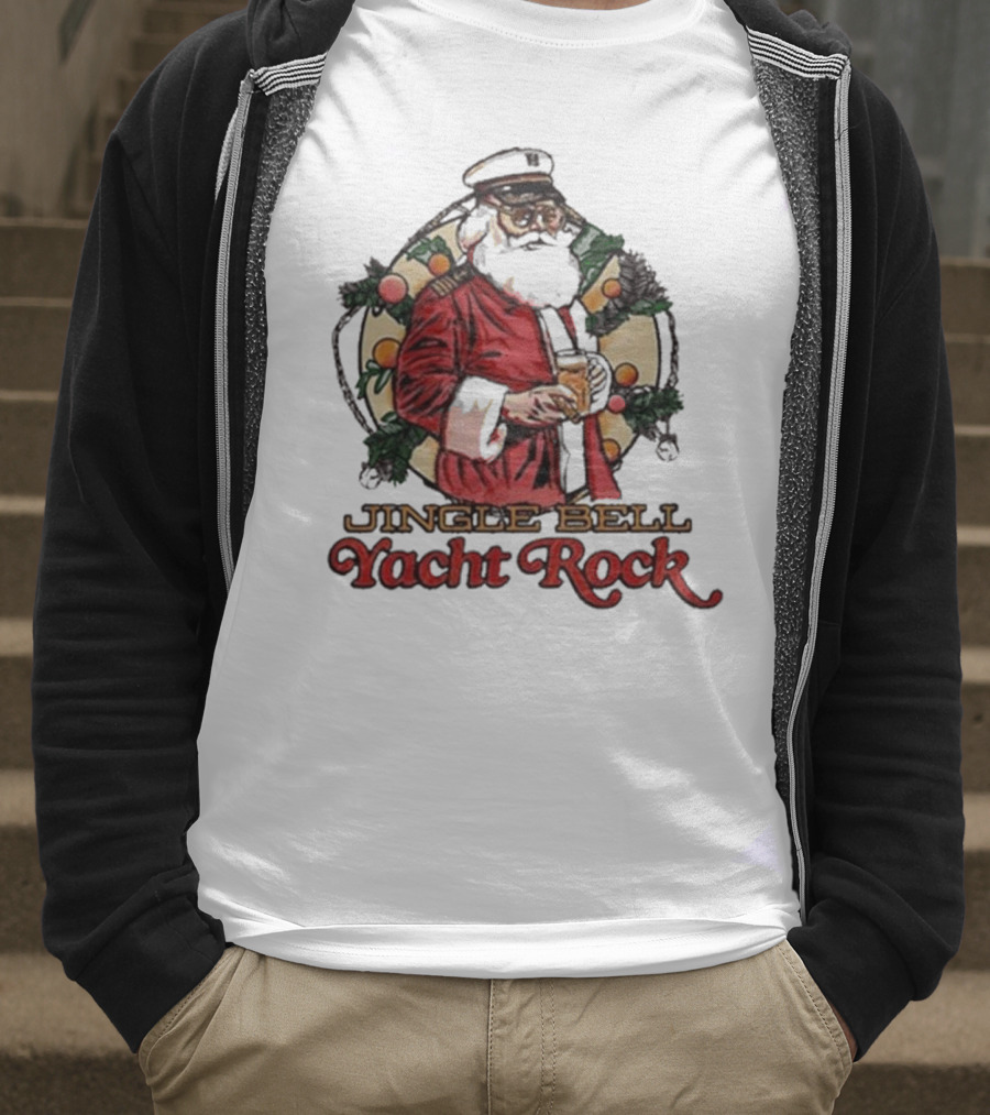 Jingle Bell Yacht Rock Christmas Captain Santa T-Shirt