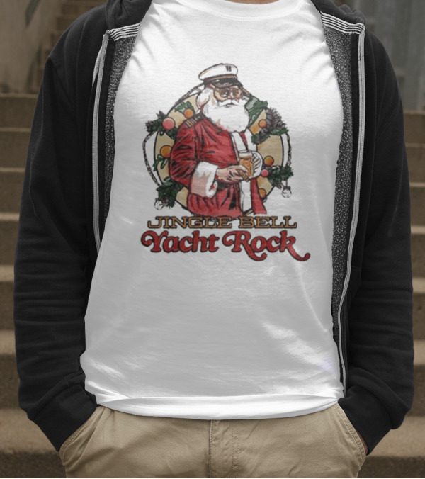Jingle Bell Yacht Rock Christmas Captain Santa T-Shirt