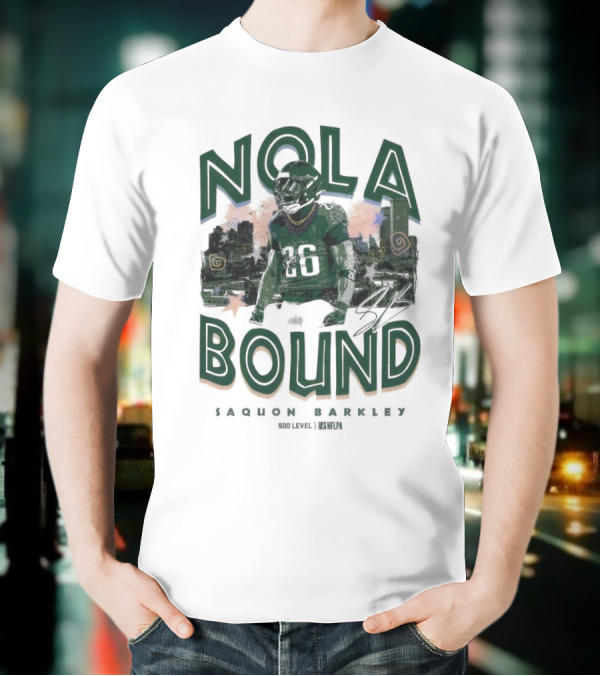 NOLA Bound Saquon Barkley Philadelphia Eagles NFLPA Signature T-Shirt