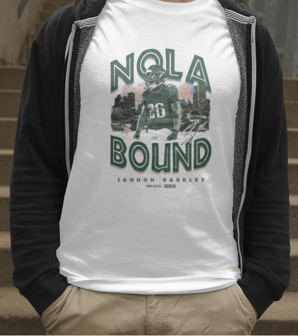NOLA Bound Saquon Barkley Philadelphia Eagles NFLPA Signature T-Shirt