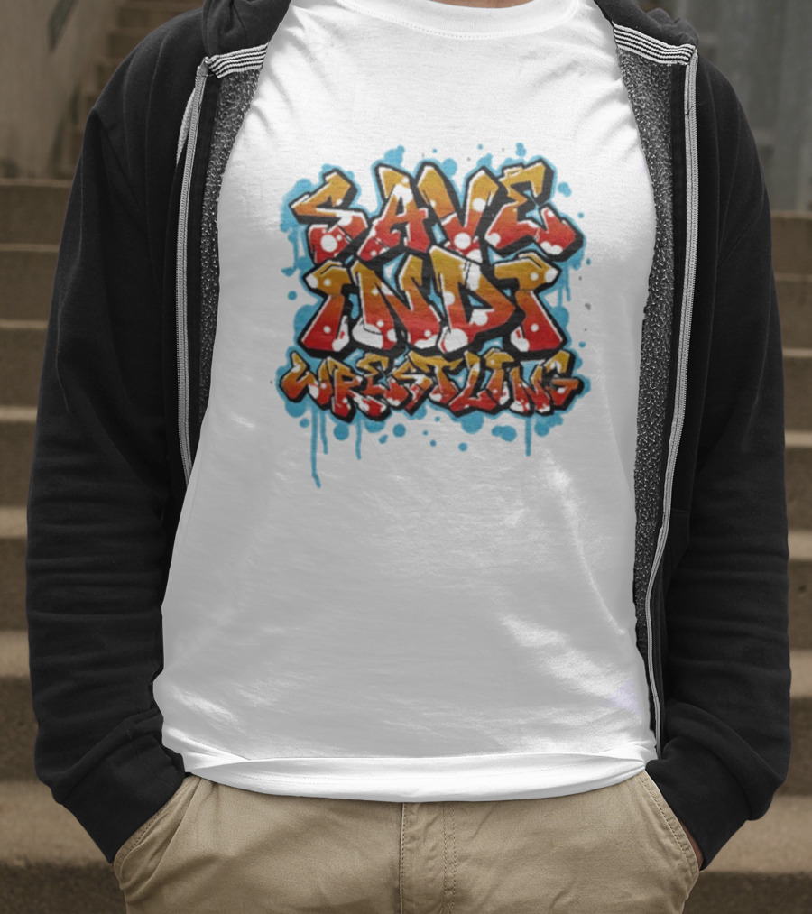 Save Indi Wrestling Graffiti Style Bold Text T-Shirt