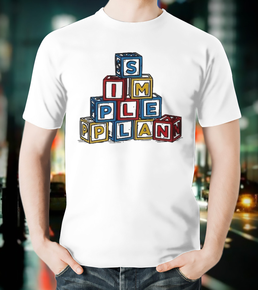 Simple Plan Alphabet Block Letter Stack T-Shirt
