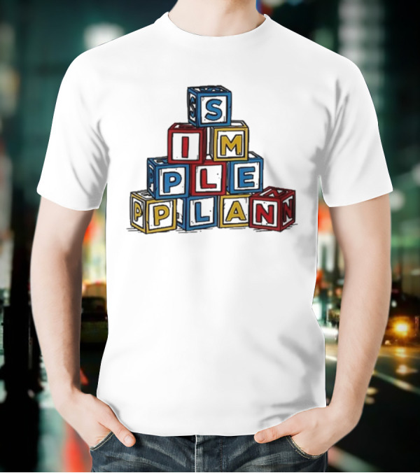 Simple Plan Alphabet Block Letter Stack T-Shirt