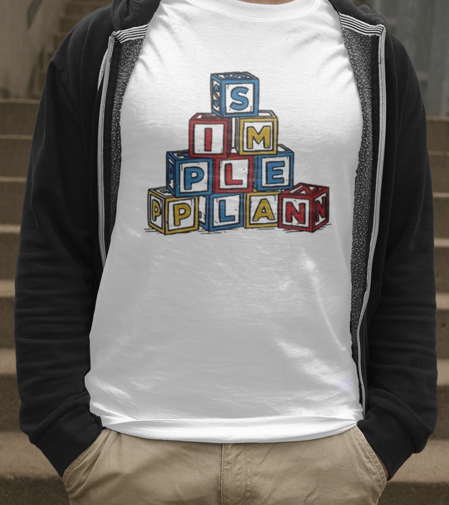 Simple Plan Alphabet Block Letter Stack T-Shirt