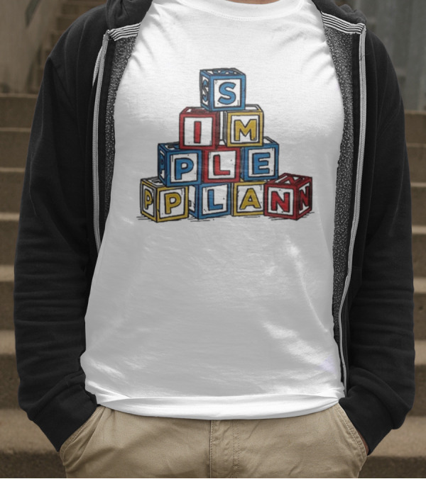 Simple Plan Alphabet Block Letter Stack T-Shirt