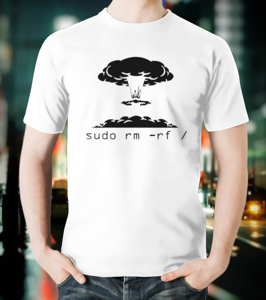 Sudo Rm Rf Kaboom Explosive Powder Barrel Computer Command T-Shirt