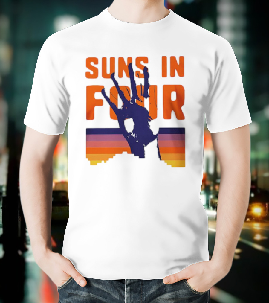 Suns In Four Handprint Orange And Purple Stripes T-Shirt