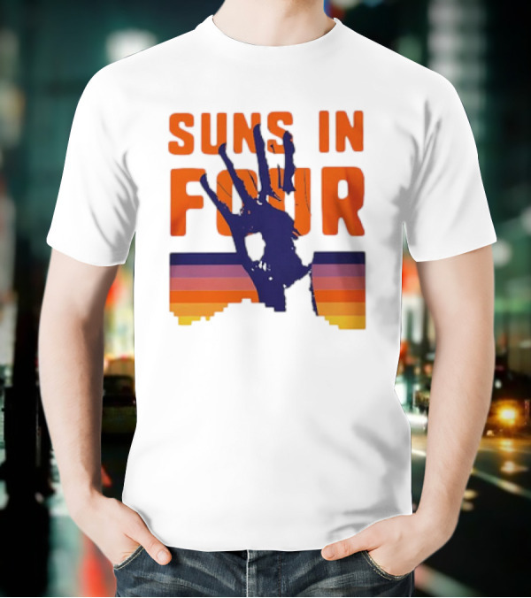 Suns In Four Handprint Orange And Purple Stripes T-Shirt