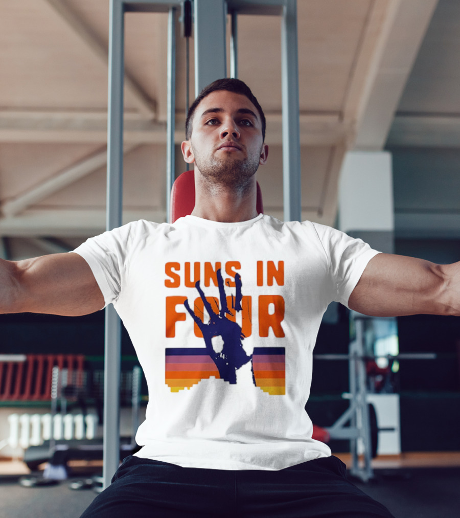 Suns In Four Handprint Orange And Purple Stripes T-Shirt